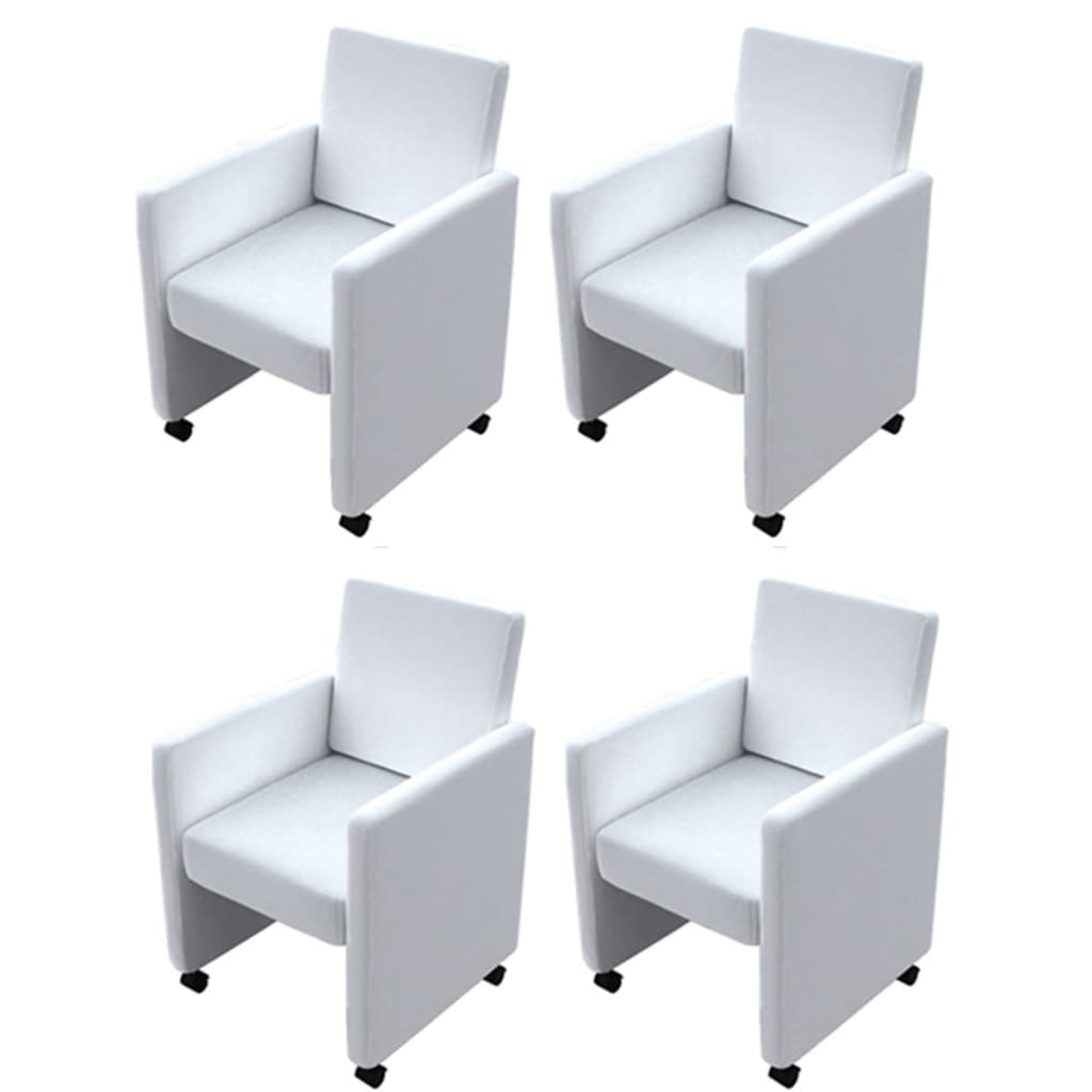 Chaises à manger lot de 4 blanc similicuir - XIOS