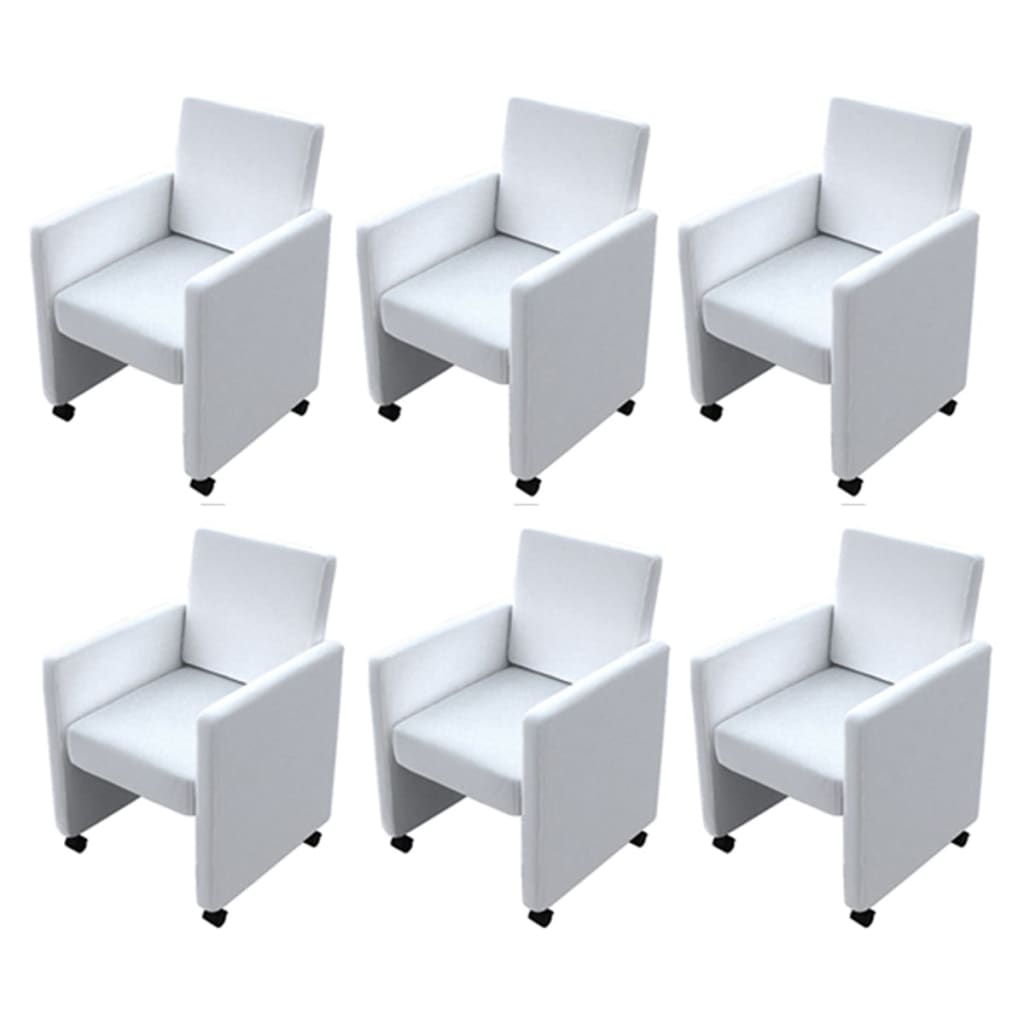 Chaises à manger lot de 6 blanc similicuir - XIOS