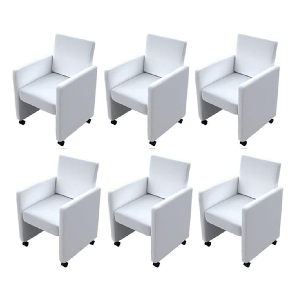 Chaises à manger lot de 6 blanc similicuir - XIOS