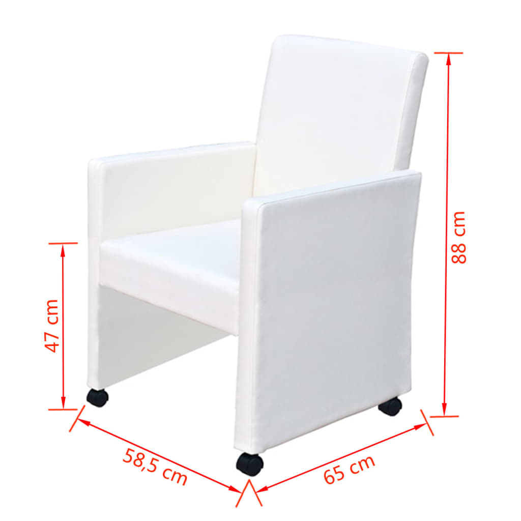 Chaises à manger lot de 6 blanc similicuir - XIOS