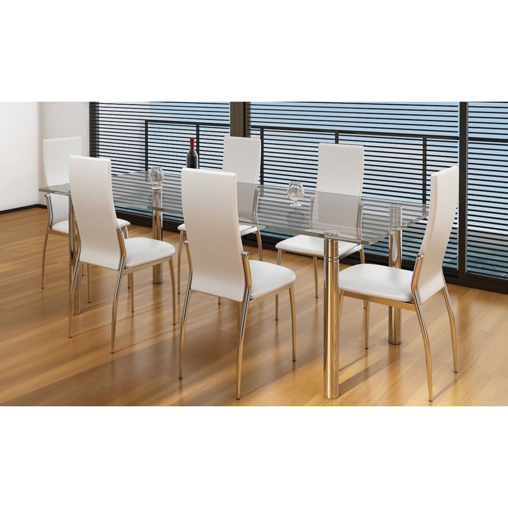 Chaises à manger lot de 6 blanc similicuir - XIOS