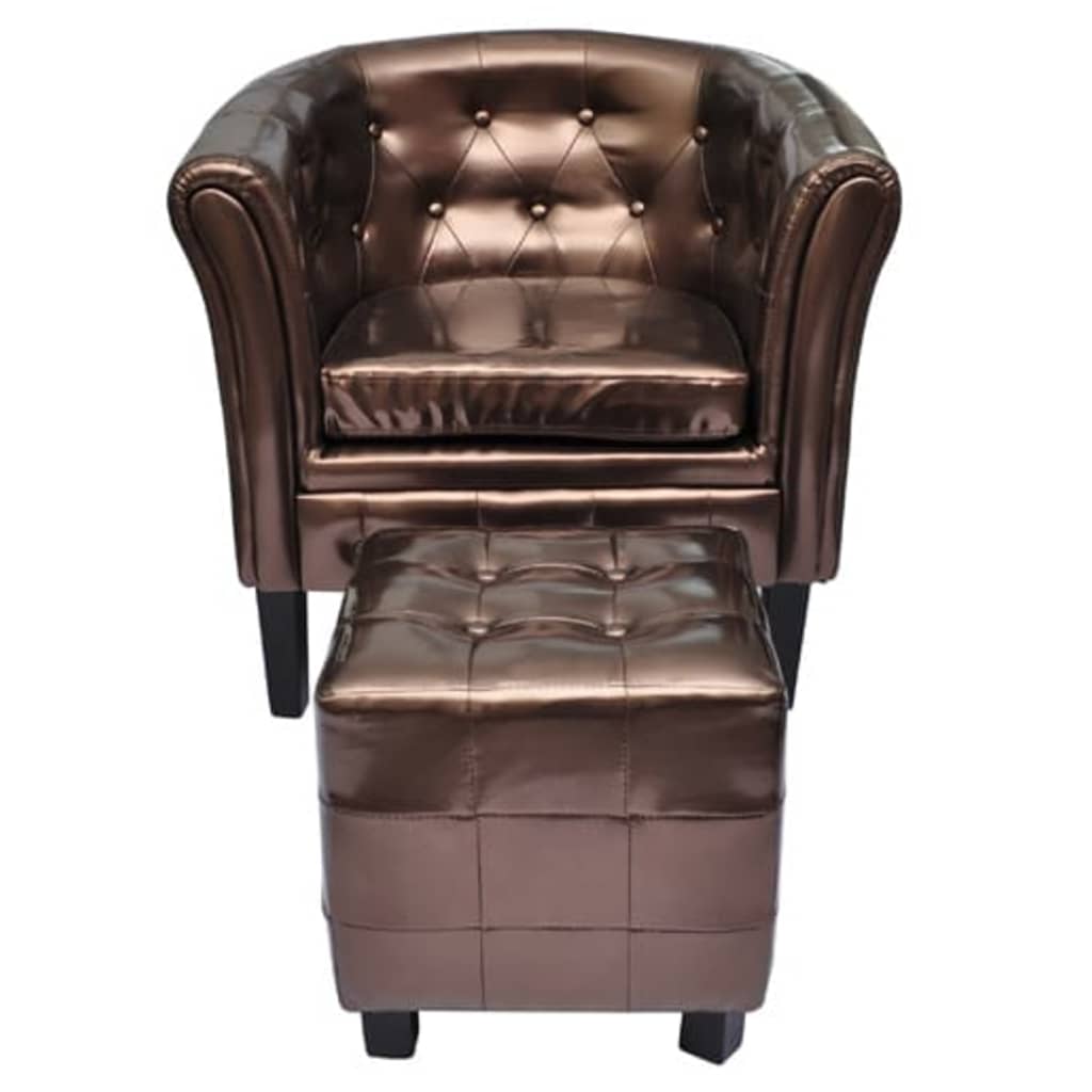 Fauteuil avec repose-pied Marron Similicuir - XIOS