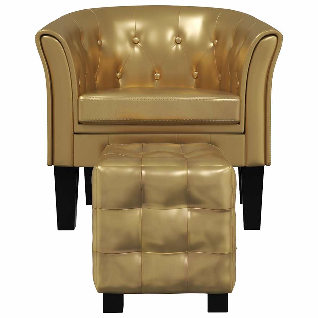 Chaise cabriolet avec repose-pied doré similicuir