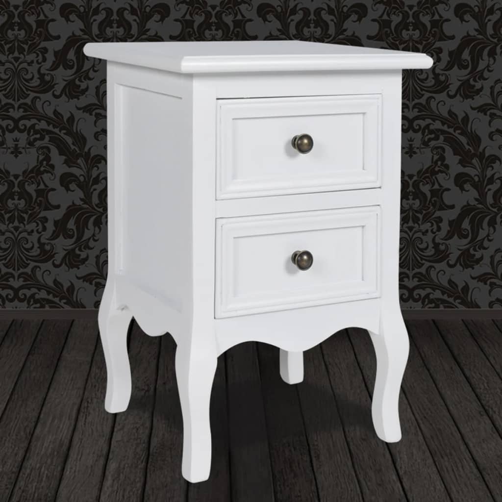 Table de chevet avec 2 tiroirs MDF Blanc - XIOS