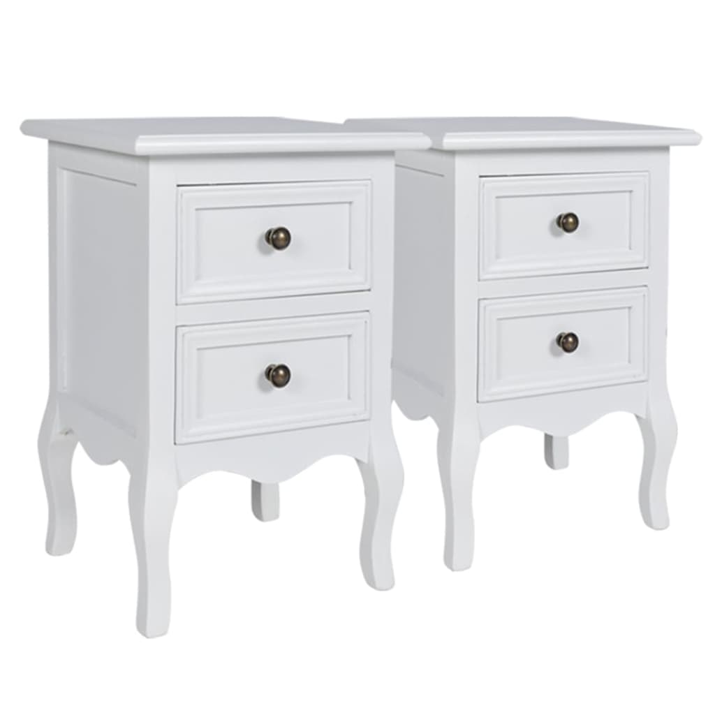 Table de chevet 2 pcs avec 2 tiroirs MDF Blanc - XIOS