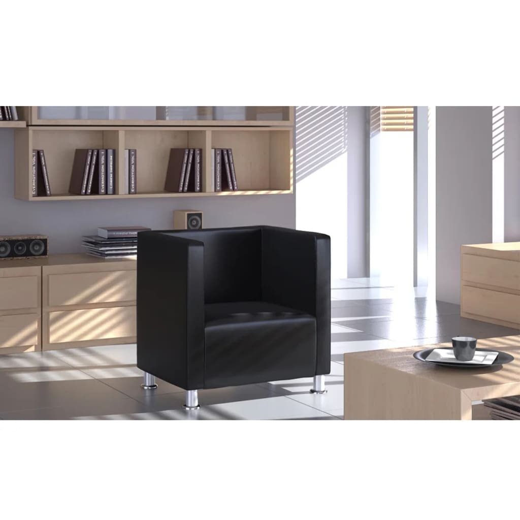 Fauteuil cube noir similicuir - XIOS