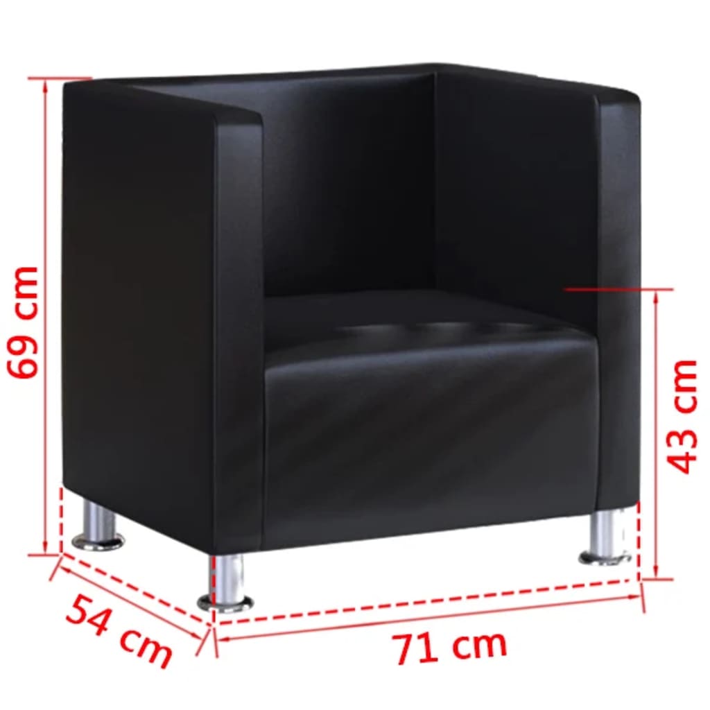 Fauteuil cube noir similicuir - XIOS