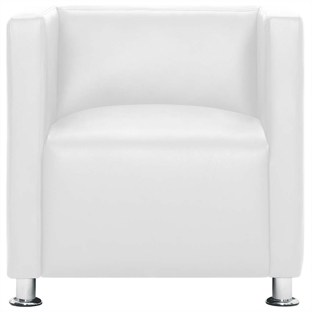 Fauteuil cube blanc simili cuir - XIOS