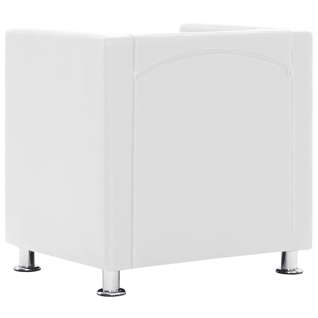 Fauteuil cube blanc simili cuir - XIOS