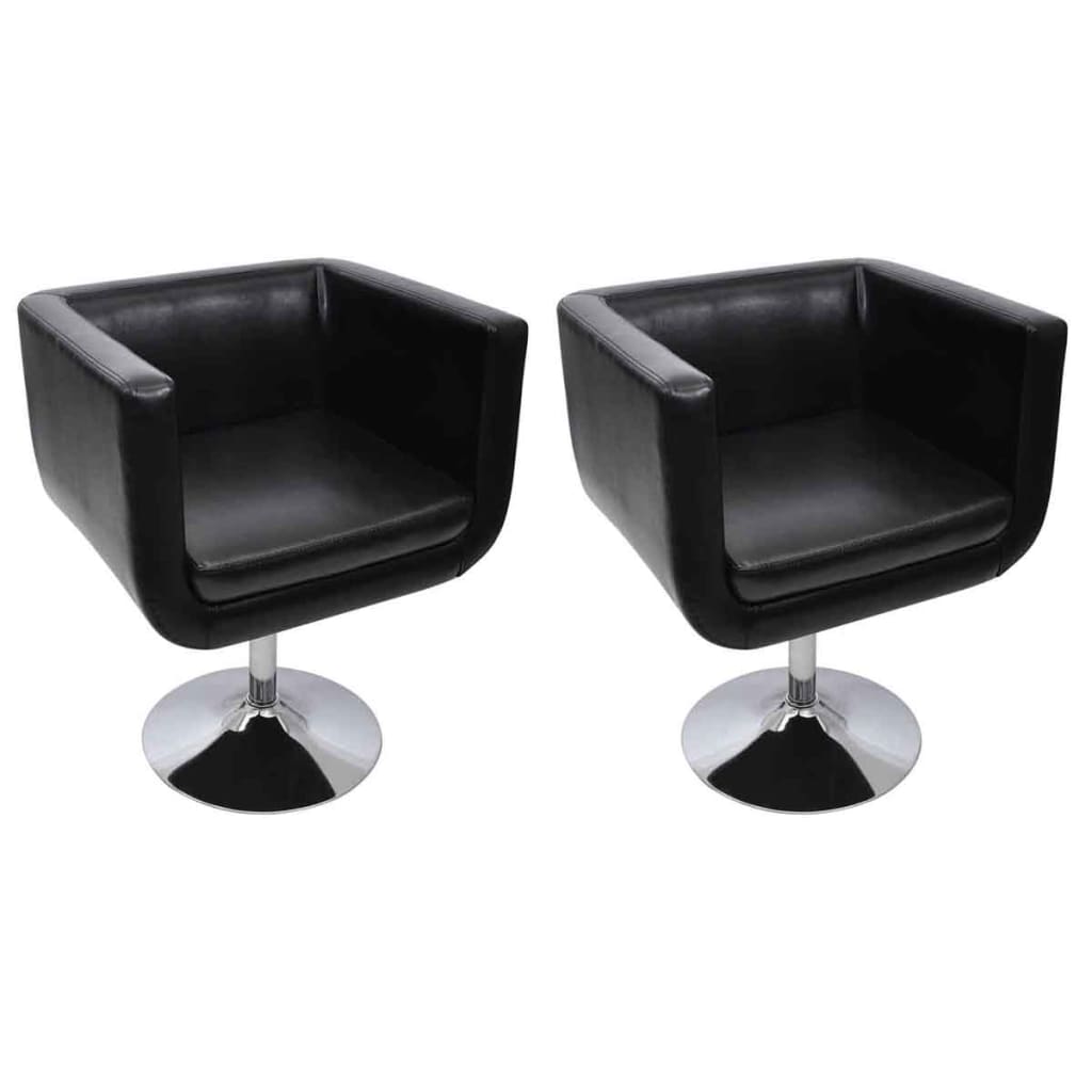Chaise de bar lot de 2 cuir artificiel noir - XIOS