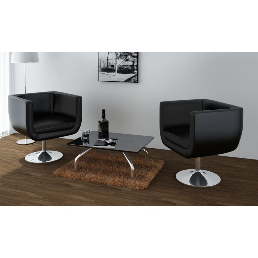 Chaise de bar lot de 2 cuir artificiel noir - XIOS