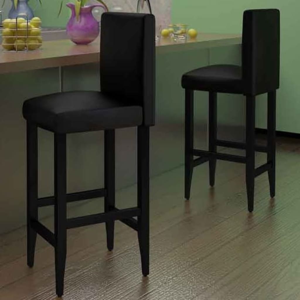 Tabourets de bar lot de 2 noir similicuir - XIOS