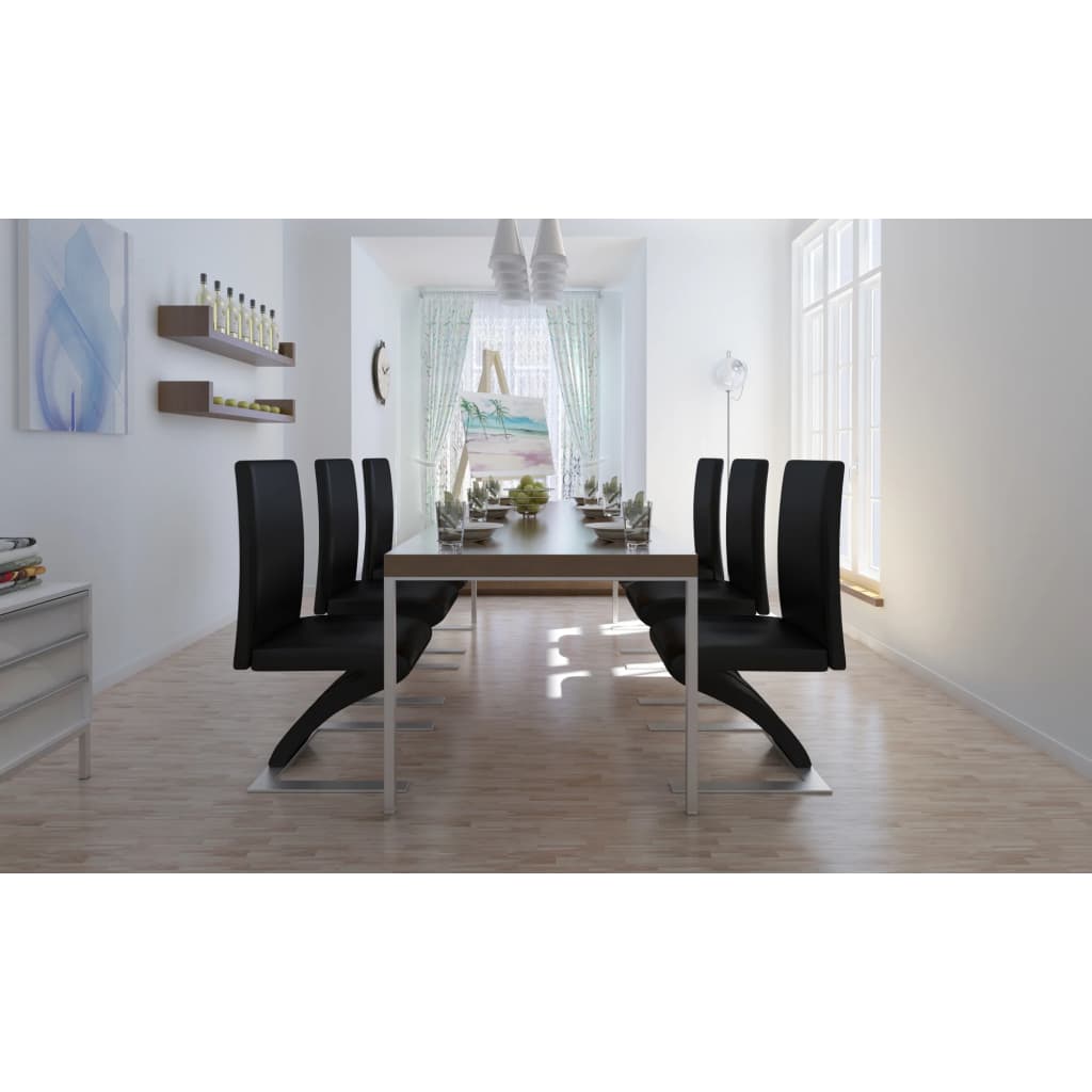 Chaises à manger lot de 6 noir similicuir - XIOS
