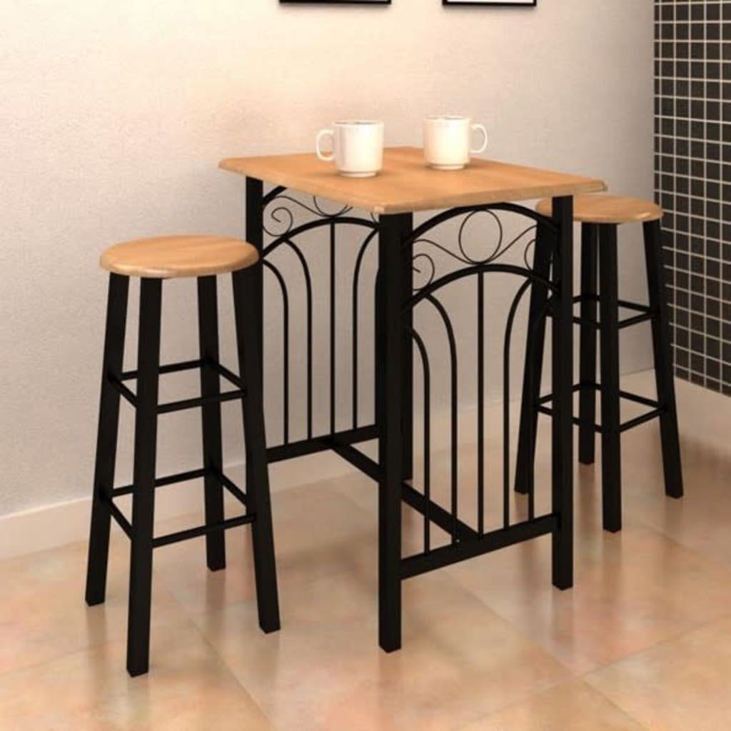 Ensemble de table à dîner Bois brun roux avec noir Acier - XIOS