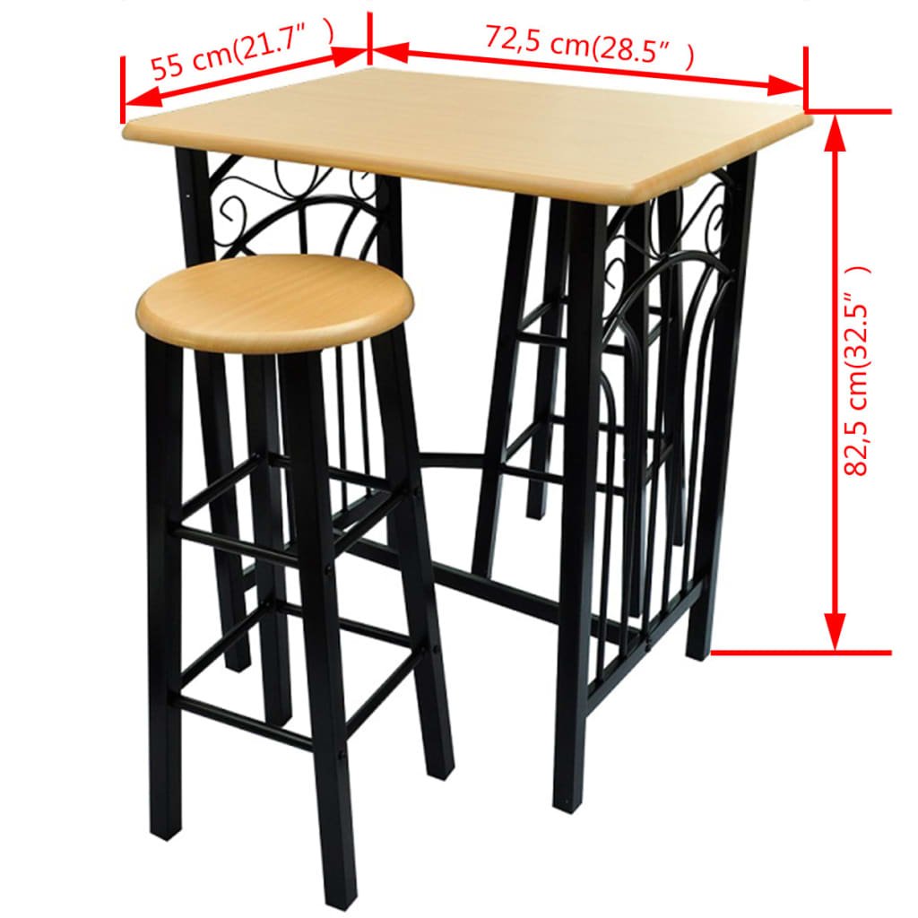 Ensemble de table à dîner Bois brun roux avec noir Acier - XIOS