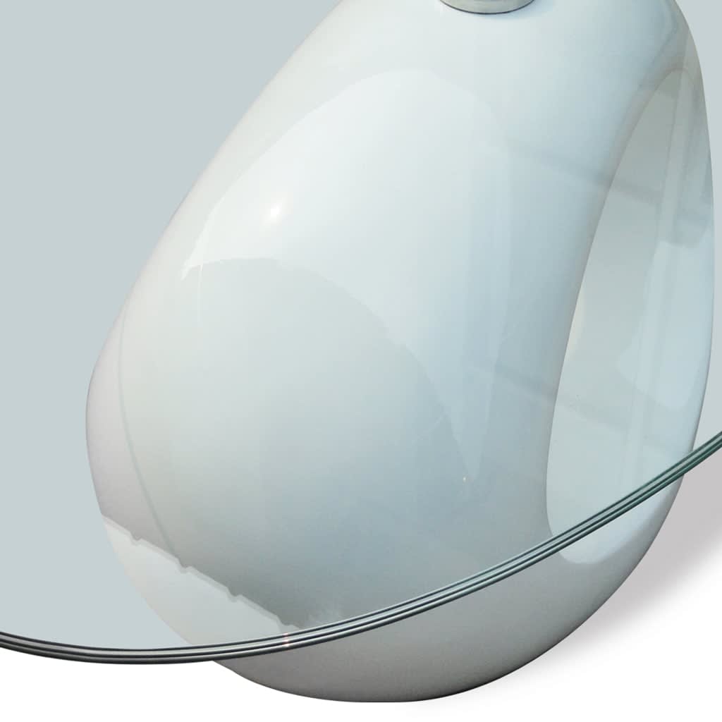 Table basse avec dessus de table en verre ovale Blanc brillant - XIOS