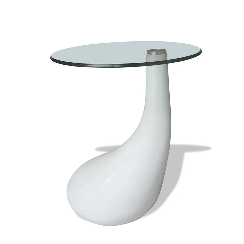 Table basse avec dessus de table en verre rond Blanc brillant - XIOS