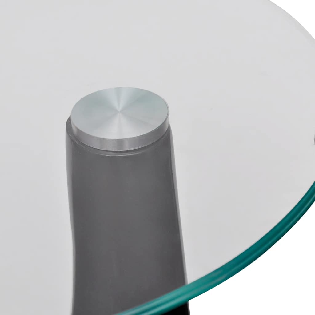 Table basse avec dessus de table en verre rond Noir brillant - XIOS