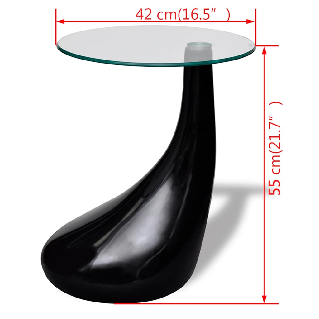 Table basse avec dessus de table en verre rond Noir brillant - XIOS