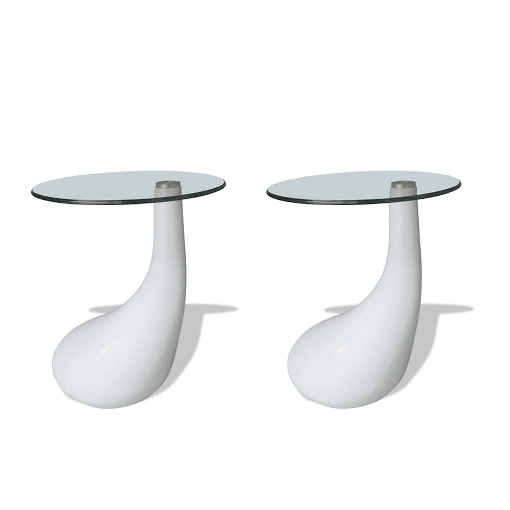 Table basse et dessus de table Verre rond Blanc brillant 2 pcs - XIOS