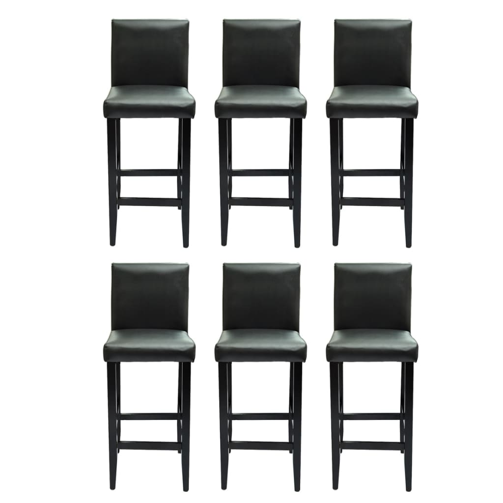 Tabourets de bar lot de 6 noir similicuir - XIOS