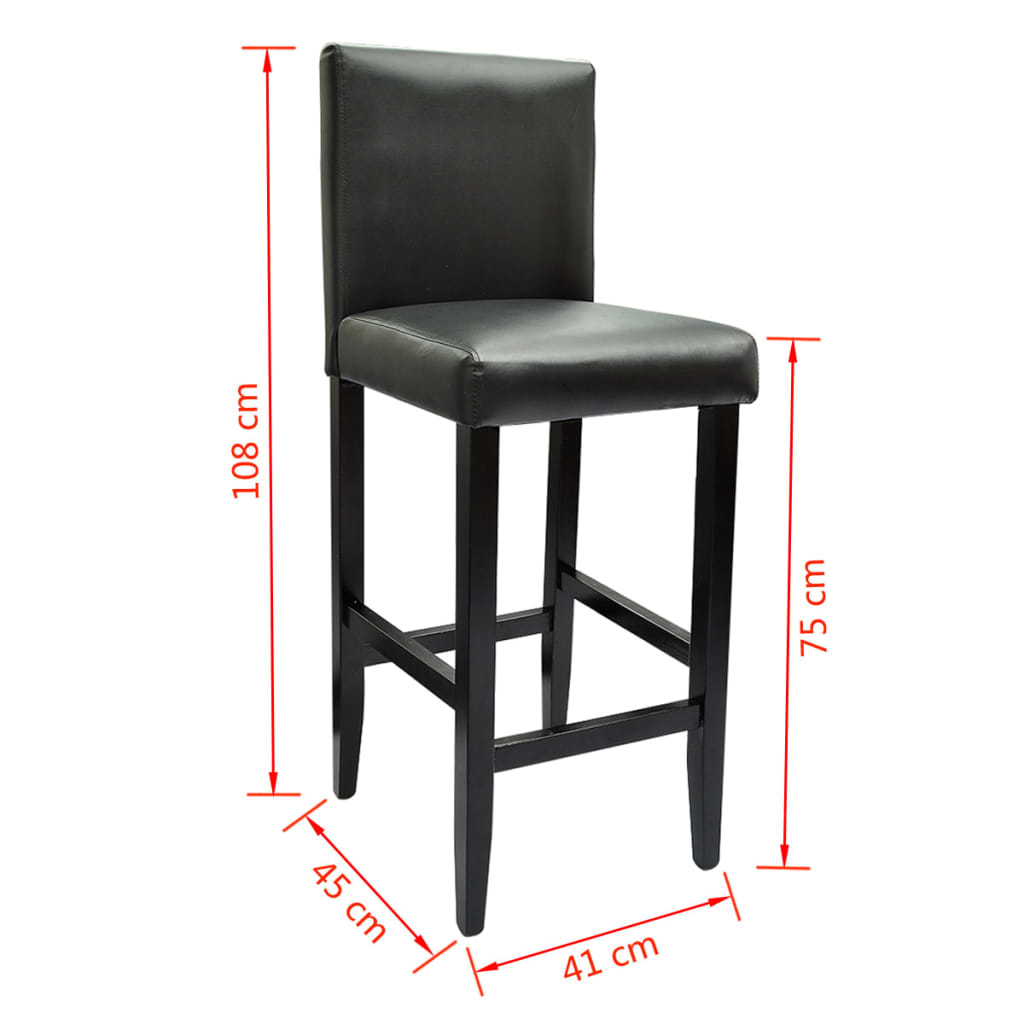 Tabourets de bar lot de 6 noir similicuir - XIOS