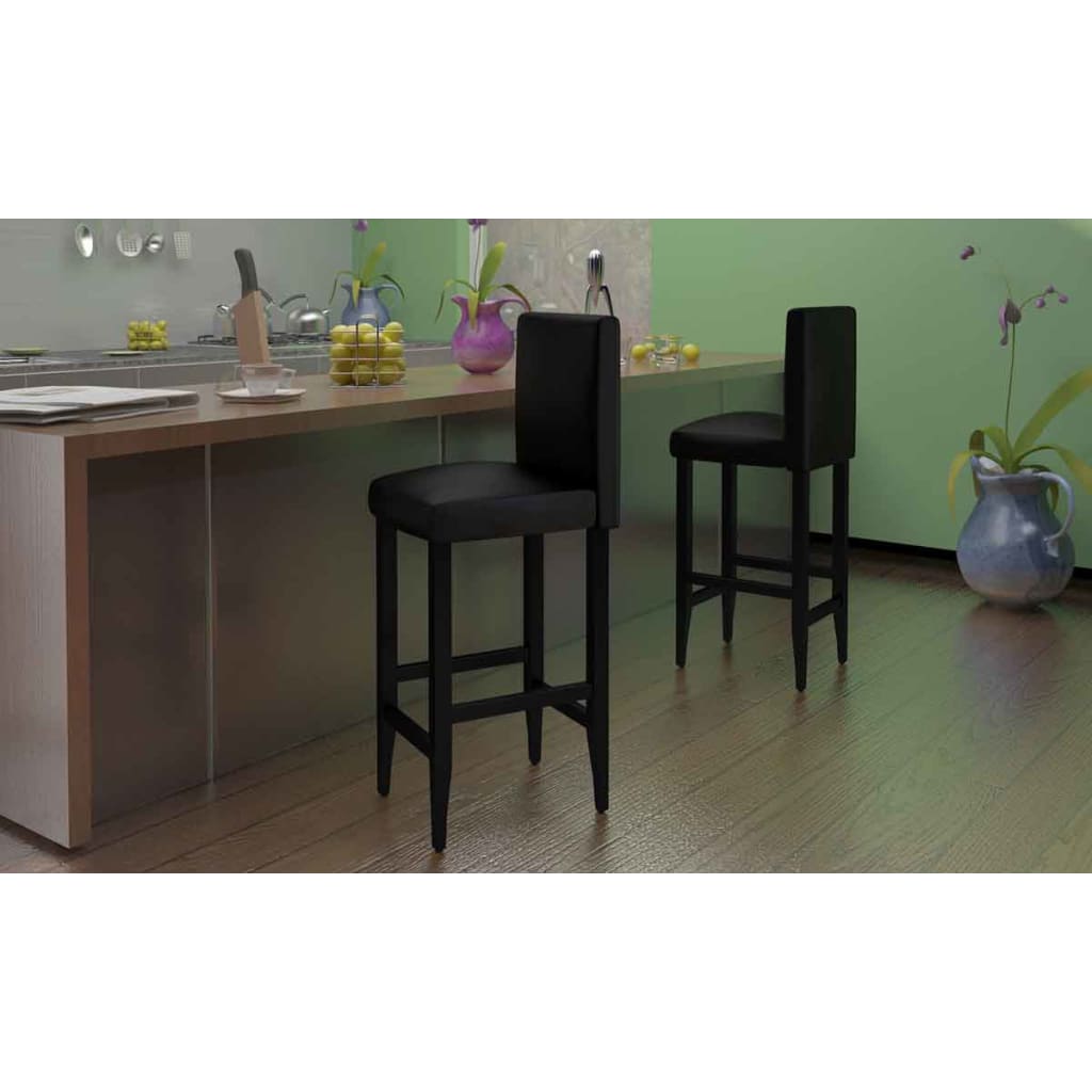 Tabourets de bar lot de 6 noir similicuir - XIOS