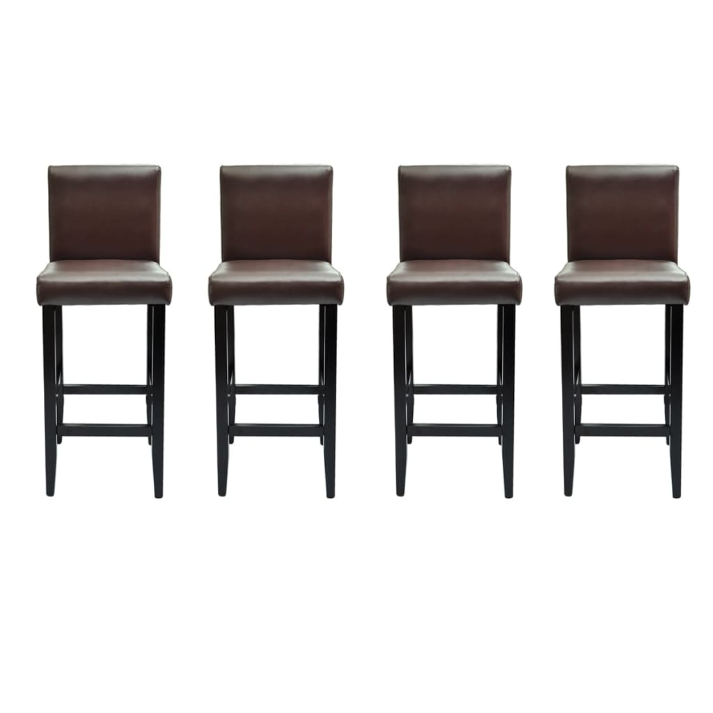 Tabourets de bar lot de 4 marron foncé similicuir - XIOS