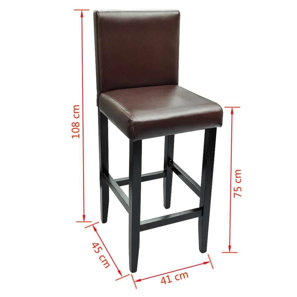 Tabourets de bar lot de 6 marron foncé similicuir - XIOS