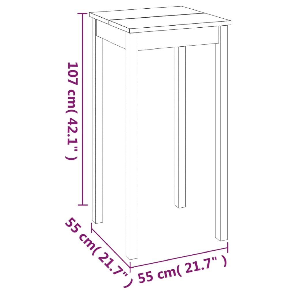 Table de bar MDF noir 55x55x107 cm - XIOS