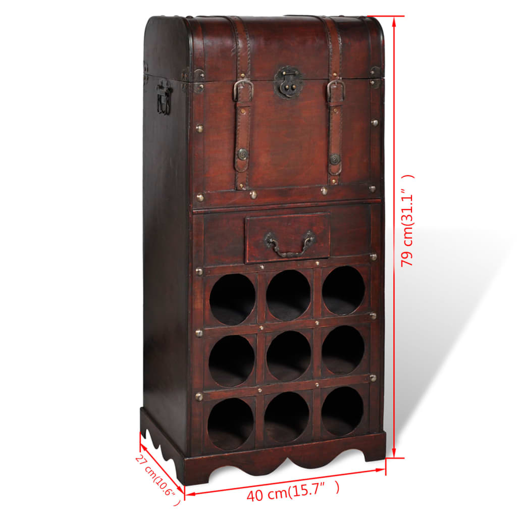 Casier à bouteilles avec rangement pour 9 bouteilles Bois - XIOS