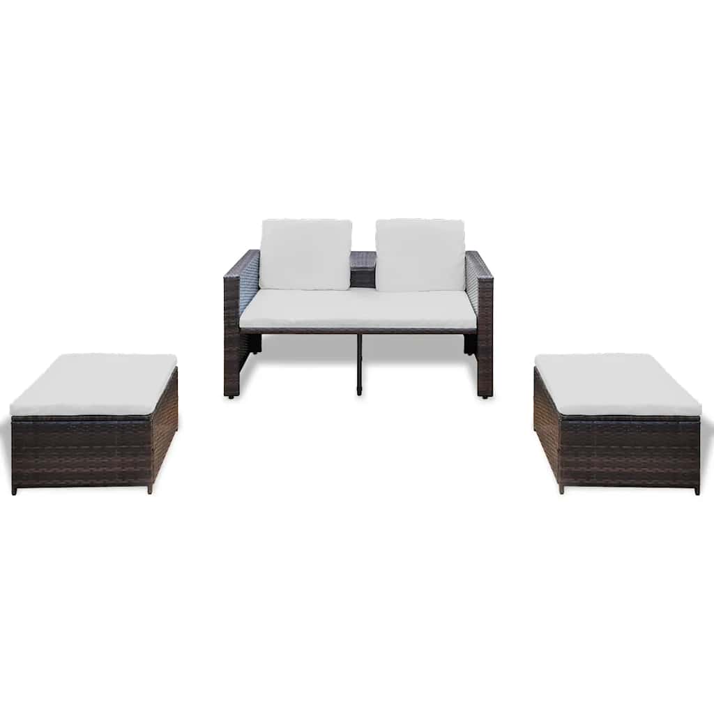 Salon de jardin 4 pcs avec coussins Résine tressée Marron - XIOS