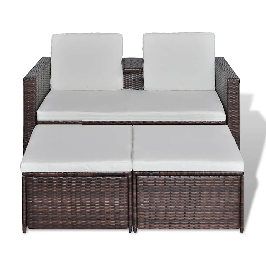 Salon de jardin 4 pcs avec coussins Résine tressée Marron - XIOS