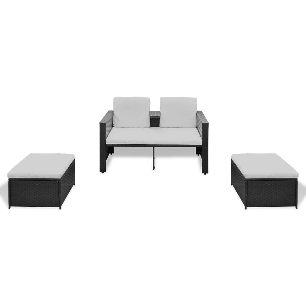 Salon de jardin 4 pcs avec coussins Résine tressée Noir - XIOS