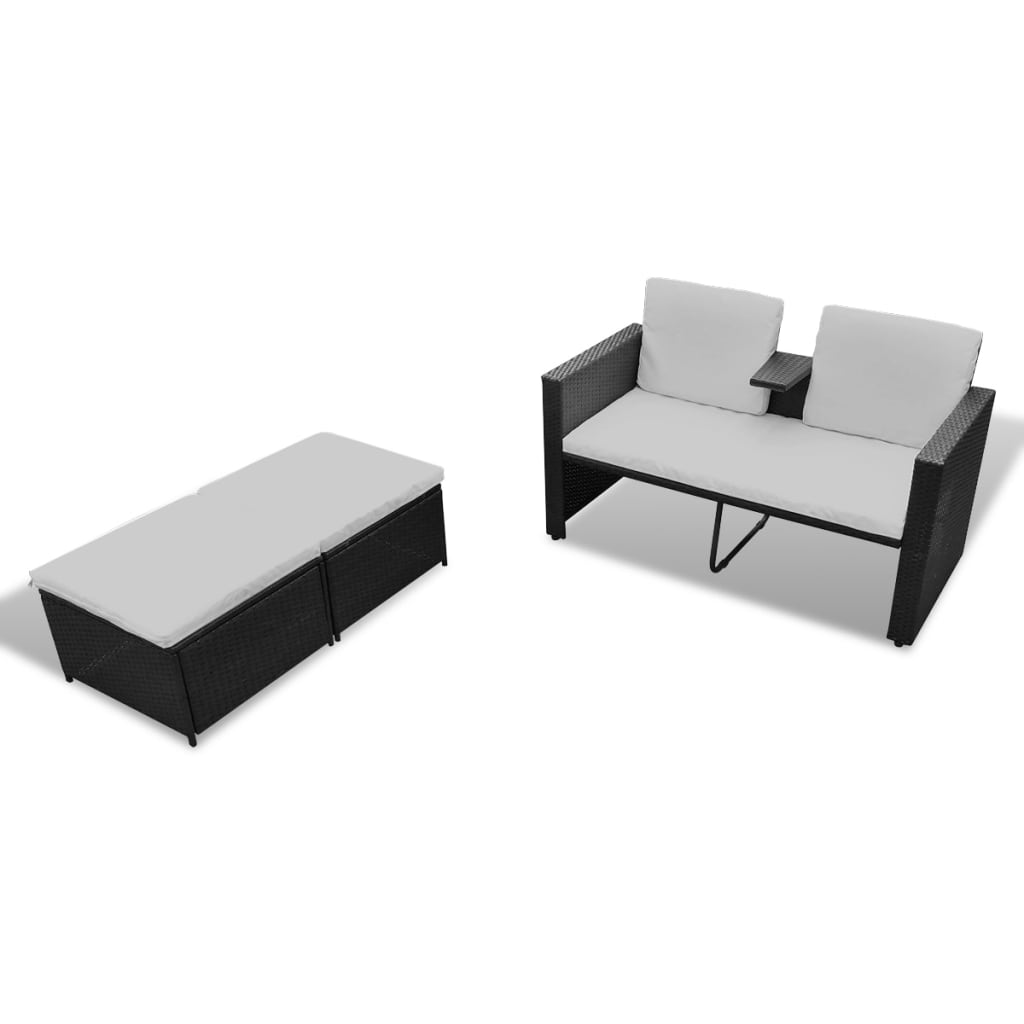 Salon de jardin 4 pcs avec coussins Résine tressée Noir - XIOS