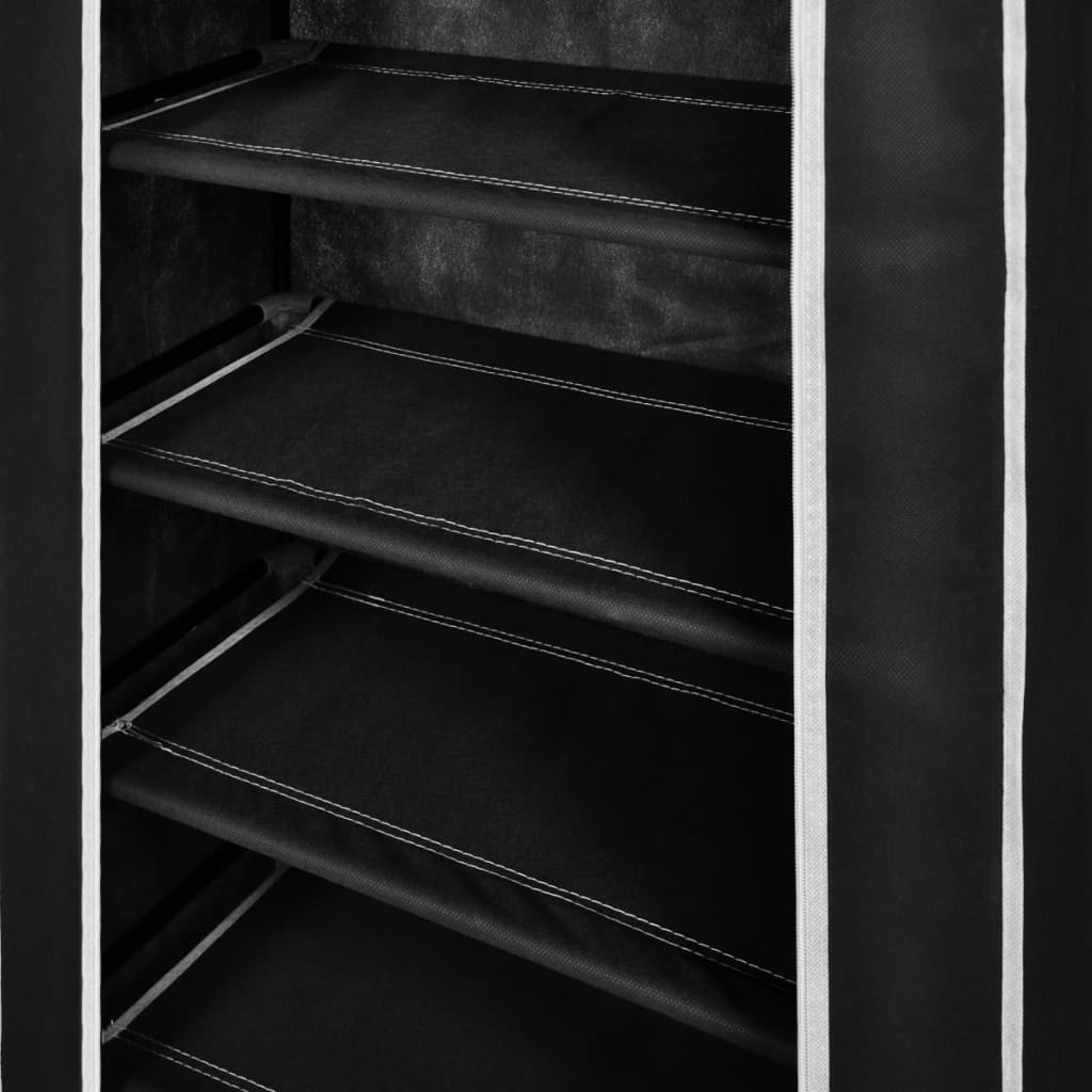 Armoire à chaussures avec housse 58 x 28 x 106 cm Tissu Noir - XIOS