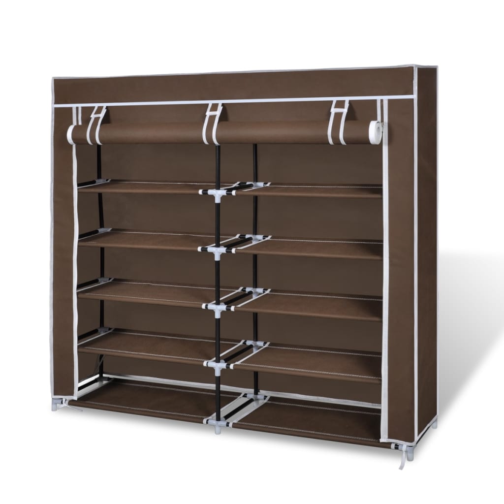 Armoire à chaussures avec housse 115 x 28 x 110 cm Tissu Marron XIOS