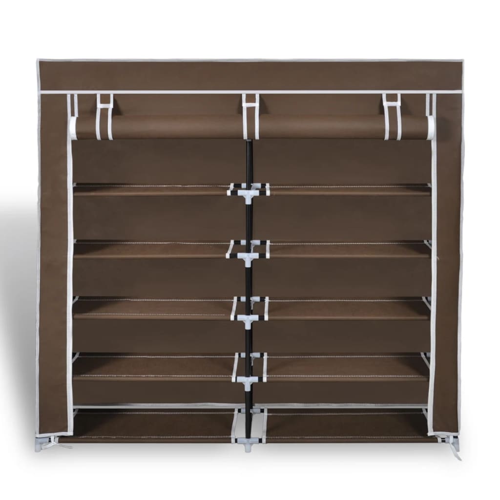 Armoire à chaussures avec housse 115 x 28 x 110 cm Tissu Marron XIOS