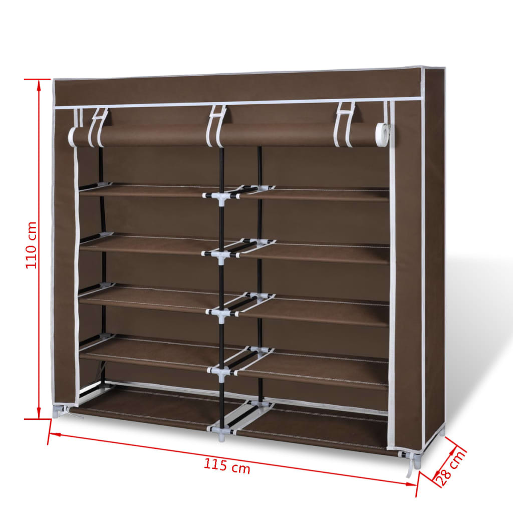 Armoire à chaussures avec housse 115 x 28 x 110 cm Tissu Marron XIOS