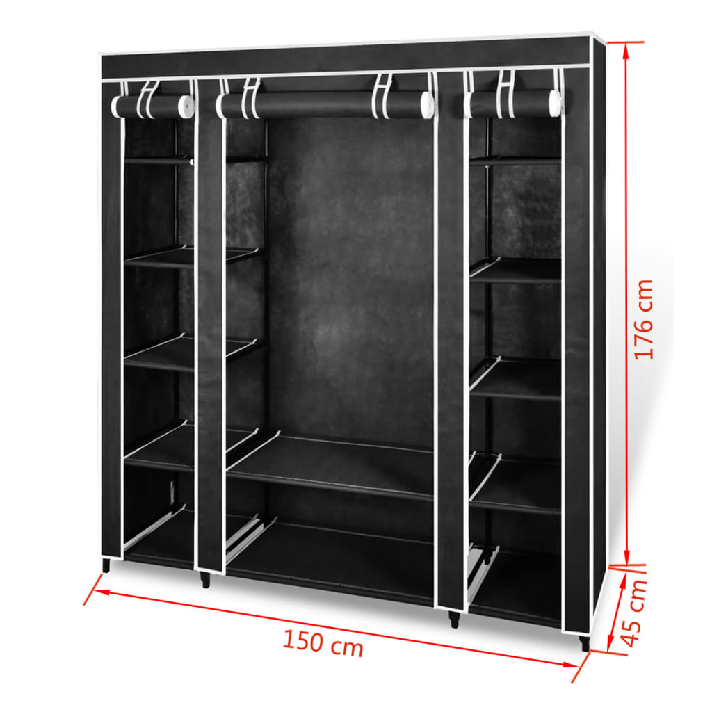 Armoire avec compartiments et tiges 45 x 150 x 176 cm Noir - XIOS