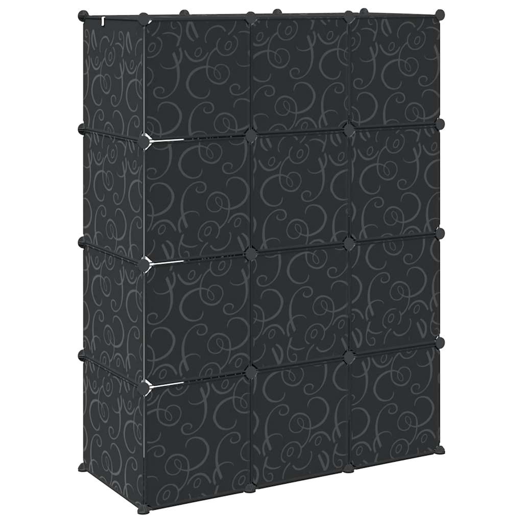 Armoire modulaire 9 compartiments noir et blanc 109x36,5x143 cm - XIOS