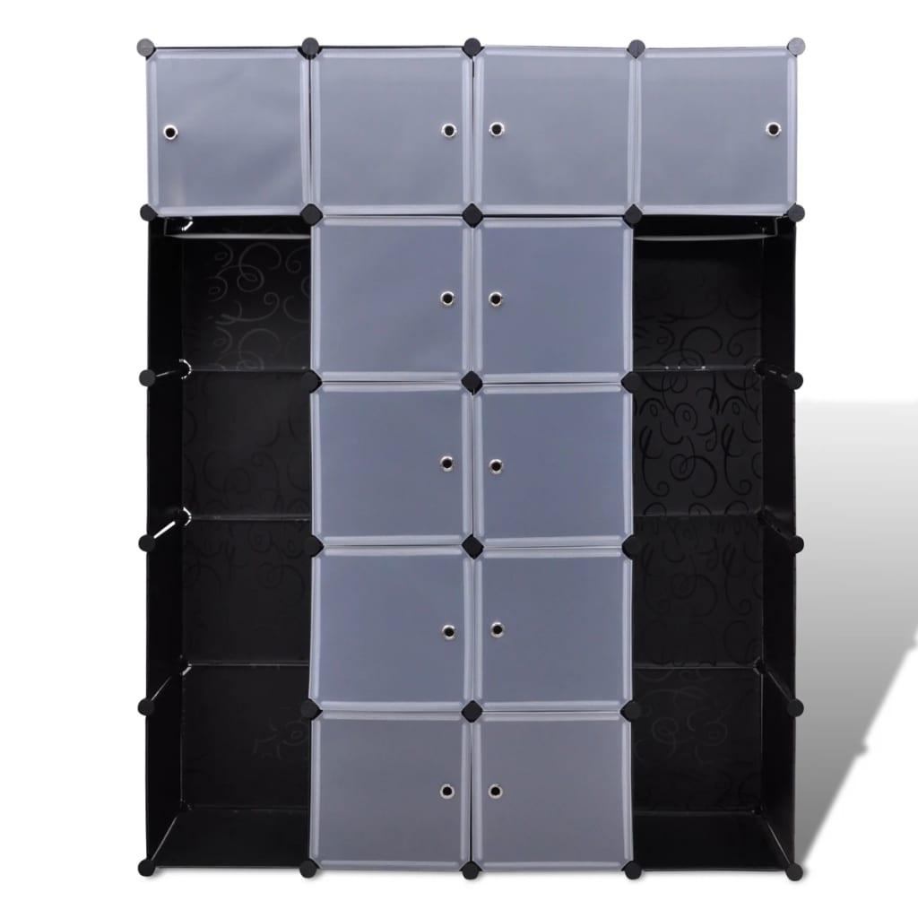Armoire modulaire 14 compartiments Noir et blanc 37x146x180,5cm - XIOS