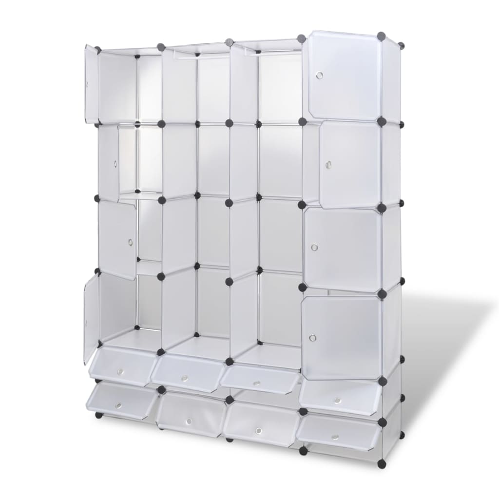 Cabinet modulable avec 18 compartiments blanc 37x146x180,5 cm - XIOS
