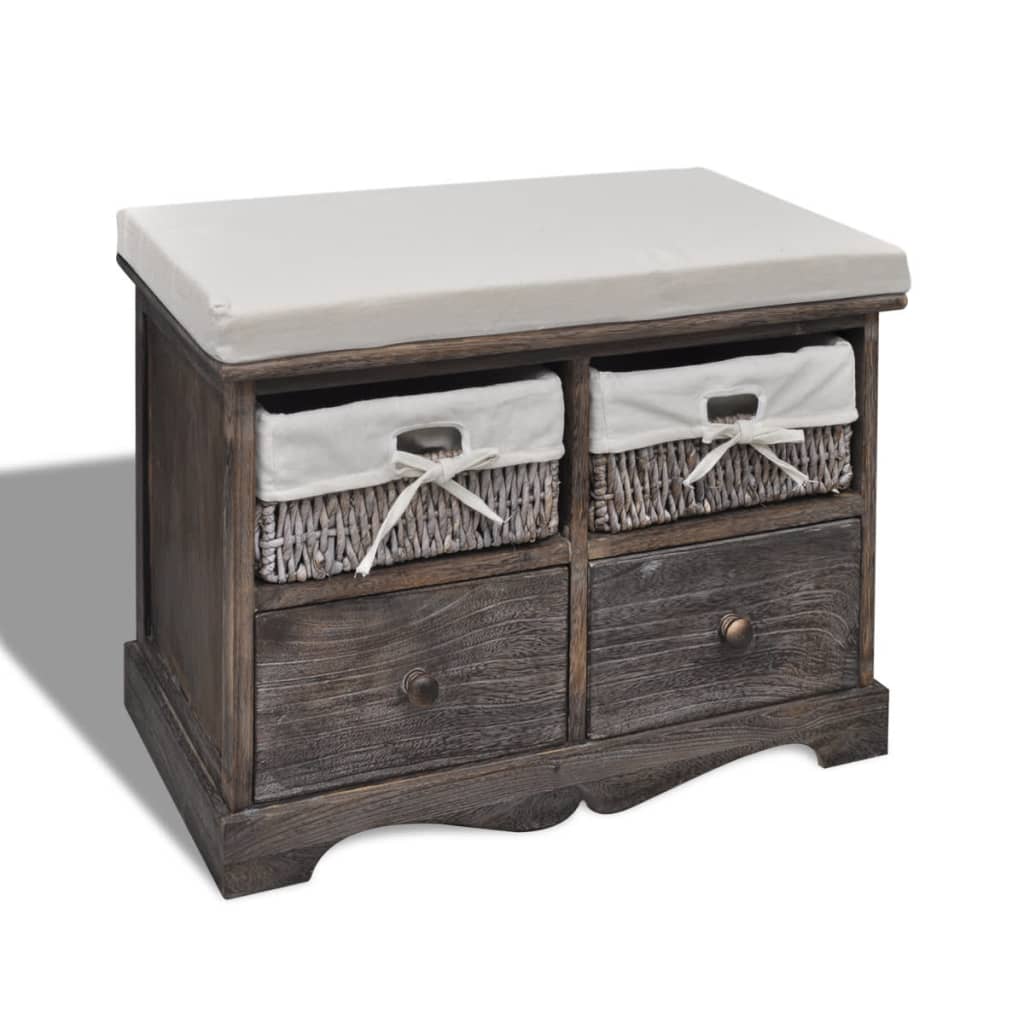 Banc de rangement Marron 62x33x42 cm Bois de paulownia - XIOS