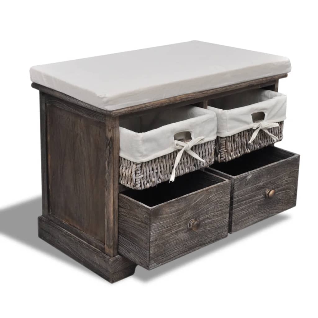 Banc de rangement Marron 62x33x42 cm Bois de paulownia - XIOS