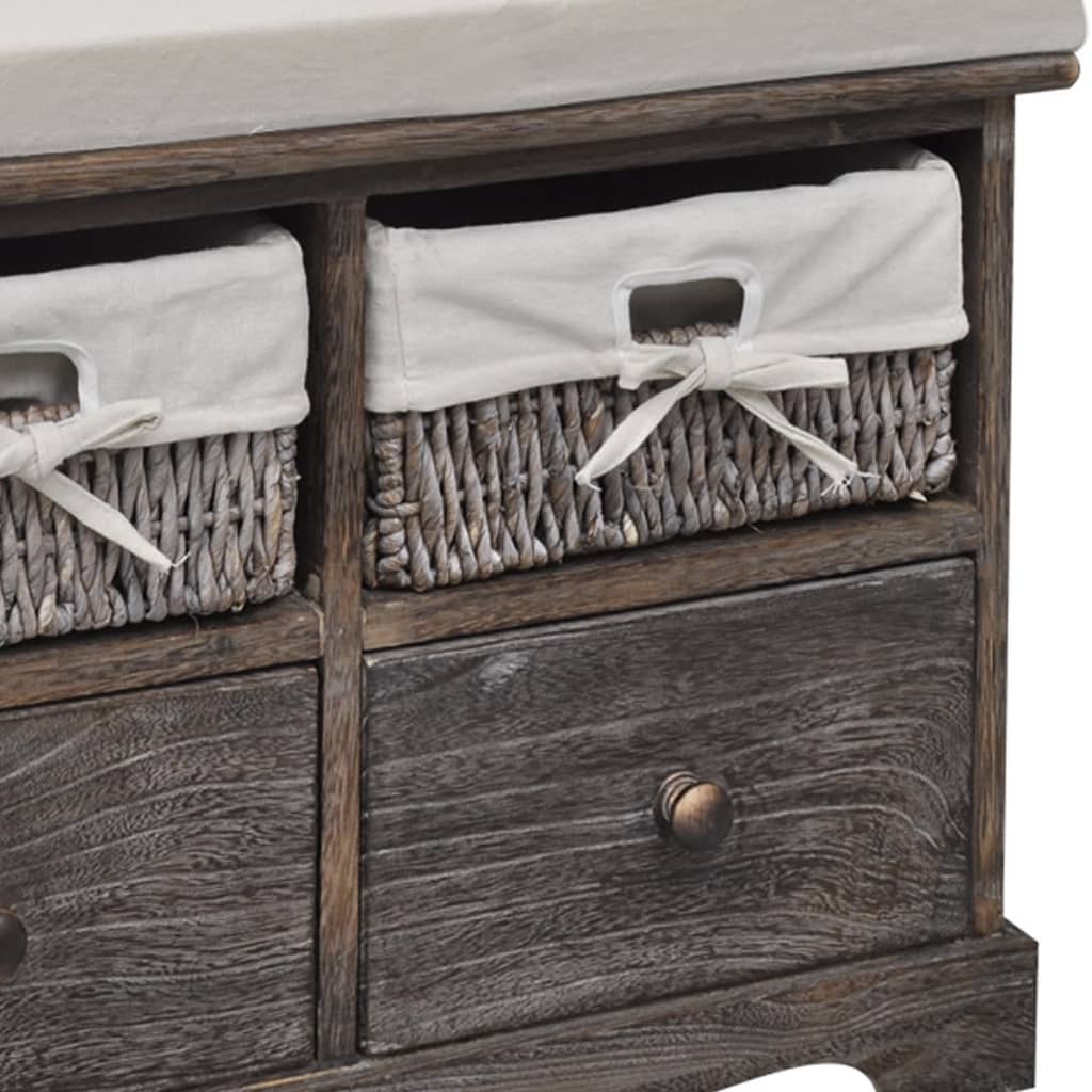 Banc de rangement Marron 62x33x42 cm Bois de paulownia - XIOS