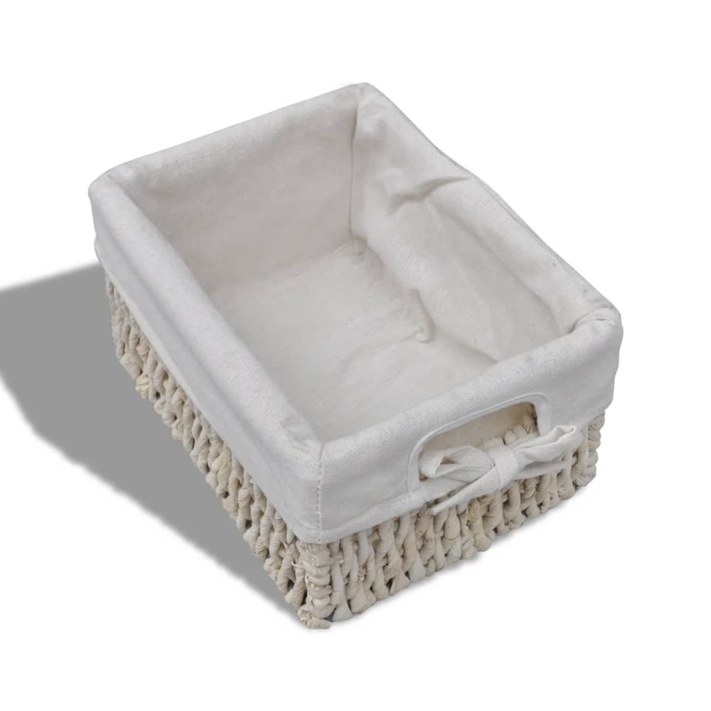 Étagère de rangement en bois 4 paniers en tissage Blanc