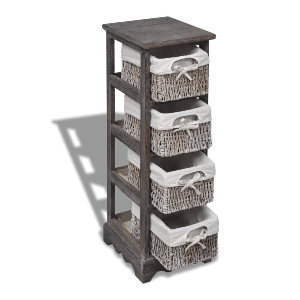 Étagère de rangement Bois Marron 4 paniers en tissage