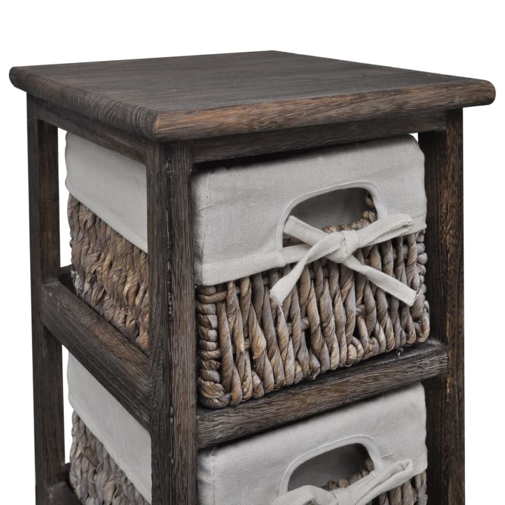 Étagère de rangement Bois Marron 4 paniers en tissage