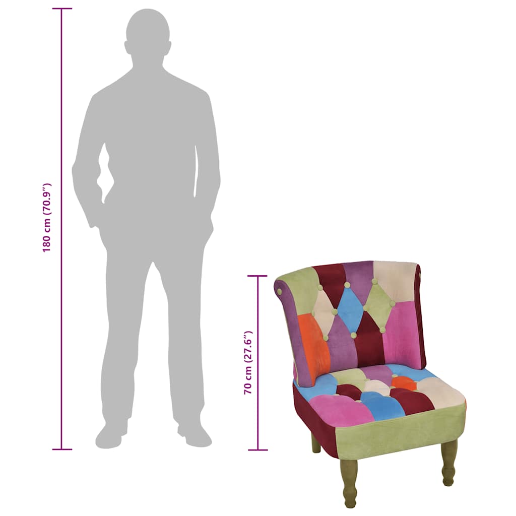 Chaises en style français lot de 2 avec design patchwork tissu - XIOS